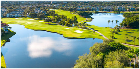 A view of the golf course from above.